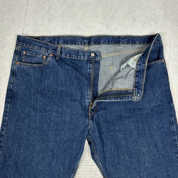 Levis 505 Jeans Mens 52x32 Regular Fit Straight Leg Non-Stretch Blue Stone Wash - Picture 5 of 15
